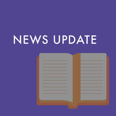 An image of an open book on a purple background with white text reading "News Update"