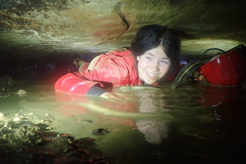 Student during Caving School